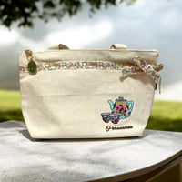 【ポット柄】プラナカン刺繍リボン付きミニトート