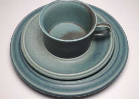 【ビンテージ】 アラビア ブルー ルスカ デミタス トリオ ARABIA RUSKA BLUE c&s plate ブルールスカ プレート