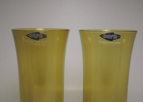 カイ・フランク 1725 トランペット タンブラー オリーブ ヌータヤルヴィ ステッカー付 KAJ FRANCK Tumbler Nuutajarvi