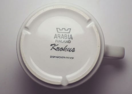 【ビンテージ】 アラビア クロッカス グレーライン ティーカップアンドソーサー（L） ARABIA KROKUS C&S GR