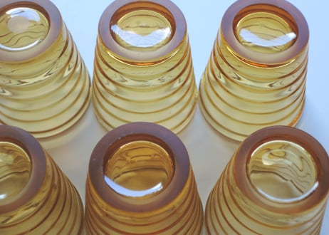 アイノ・アアルト ボルゲブリック  ショットグラス ９こセット  リオブラウン  カルフラ Aino Aalto Bölgeblick Rio brown shot glass KARHULA