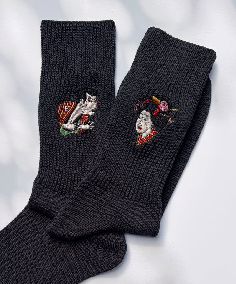 刺繍ソックス｜浮世絵 男と女／左右異柄 | TAICHI ONLINE SHOP