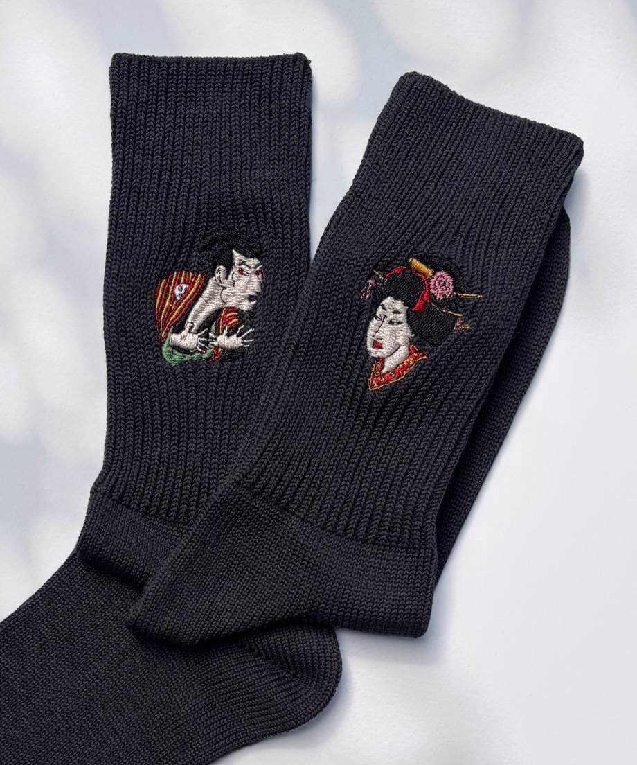 刺繍ソックス｜浮世絵 男と女／左右異柄 | TAICHI ONLINE SHOP