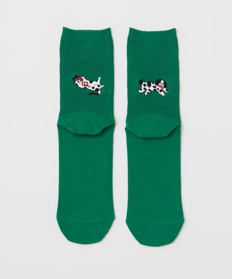 刺繍ソックス ｜犬・猫｜WOMEN