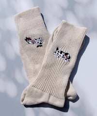 刺繍ソックス｜犬と猫／左右異柄