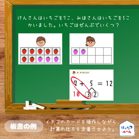 繰り上がりの足し算【全体指導用　板書教材セット】　全12枚