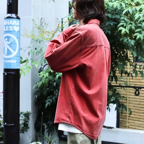 80-90’s Banana Republic L/S cotton shirts #RED