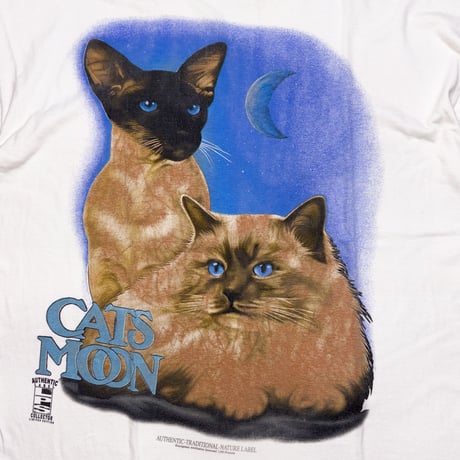 AUTHENTIC TRADITIONAL NATURE LABEL CATS MOON TEE #VCF44