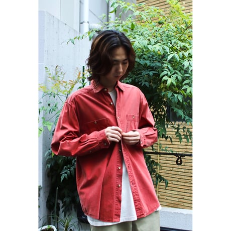 80-90’s Banana Republic L/S cotton shirts #RED