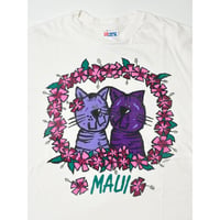 TROPICAL BLUES CAT & FLOWER CAT TEE #75