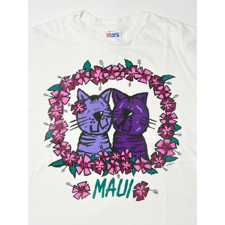TROPICAL BLUES CAT & FLOWER CAT TEE #75