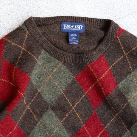 90’s LANDS’END Scotland wool argyle sweater