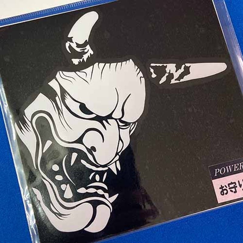 神楽ステッカー 般若 140×140 ホワイト | 神楽ステッカー専門店