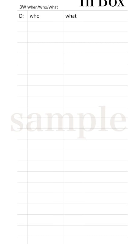 リフィル印刷】ナローサイズ InBoxリフィル | with my Planner