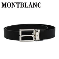 モンブラン MONTBLANC MB126028 ベルト レザー ローラーディテール付き レクタンギュラー シャイニーパラジウムコート ビジネス カジュアル メンズ ブラック