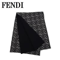 フェンディ FENDI FXS124 ALGSF0D8J FF マフラー スカーフ ズッカ モノグラム ウール メンズ 男性 ベージュ ブラック