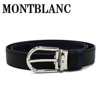 モンブラン MONTBLANC MB128756 ベルト レザー ホースシューバックル リバーシブル ビジネス カジュアル メンズ ブラック ブルー