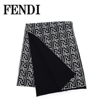 フェンディ FENDI FXS124 ALGSF05WL FF マフラー スカーフ ズッカ モノグラム ウール メンズ 男性 ホワイト ブラック