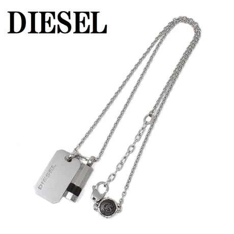 DIESEL ディーゼル DX1156040 ネックレス ロゴ プレート ボルト ペンダント アクセサリー メンズ ブラック シルバー