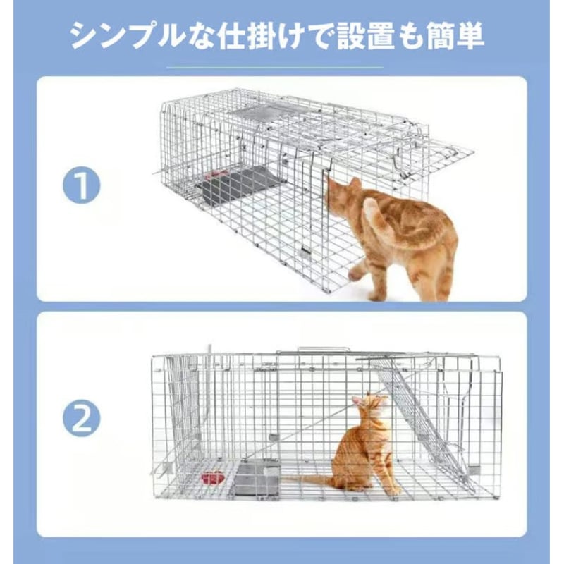 M 箱罠 はこわな 79x28x33 猫 捕獲器 踏板式 箱わな 捕獲機 動物捕獲器 アライグ...