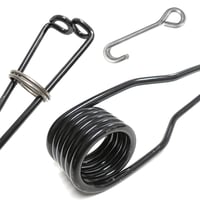JC066 新型オリジナル L型W 先端両折り仕様 33cm 径6mm ねじりバネ ステンレスフック付き 防錆塗装 ねじりばね ｌ型 くくり罠 わな くくりわな Wジャンプ キックばね 横引き 縦引き