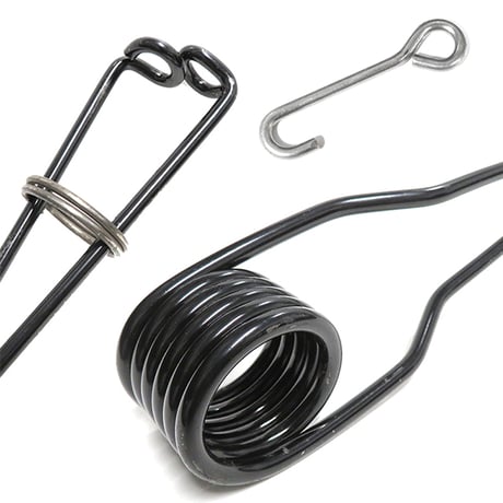 JC066 新型オリジナル L型W 先端両折り仕様 33cm 径6mm ねじりバネ ステンレスフック付き 防錆塗装 ねじりばね ｌ型 くくり罠 わな くくりわな Wジャンプ キックばね 横引き 縦引き