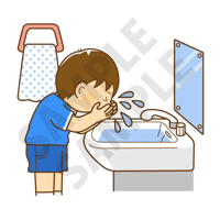 500ピクセル 顔をあらうこども（男の子）のイラスト