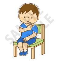 500ピクセル　体温をはかるこども（男の子）のイラスト