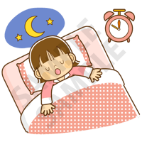 500ピクセル　夜寝ているこども（女の子）のイラスト