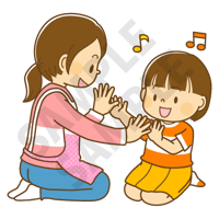 2000ピクセル　先生と手遊びをするこども（女の子）のイラスト