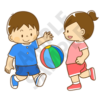 500ピクセル　ともだちとボール遊びをするこども（男の子）のイラスト