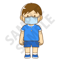 2000ピクセル　マスクをつけたこども（男の子）のイラスト