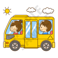 500ピクセル　バスに乗るこども（男の子）のイラスト
