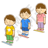 500ピクセル　間をあけてならぶ 子どもたち（男の子・女の子）のイラスト