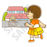 500ピクセル　家に帰るこども（女の子）のイラスト