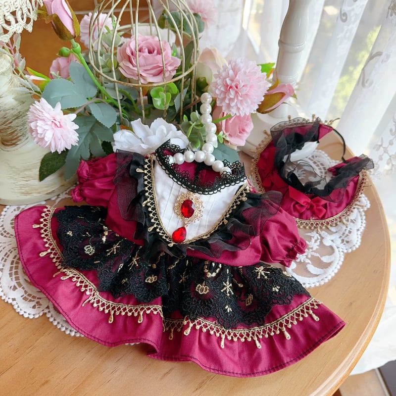 【y】赤ジャケットのみ　ちびぬい　衣装　服　ぬいぐるみ　フリル　リボン 10cmぬいぐるみ用 着せ替え服 ぬい服 ちびぬい コスチューム