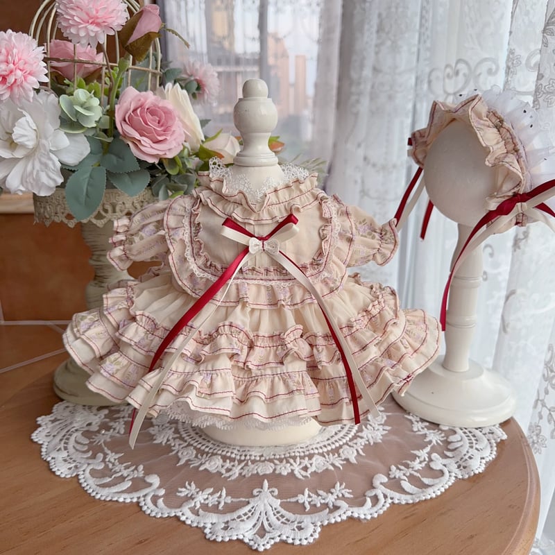 【即購入可】ちびぬい　衣装　服　ぬいぐるみ　赤　フリル　リボン 即購入可】ちびぬい 衣装 服 ぬいぐるみ 赤 フリル リボン