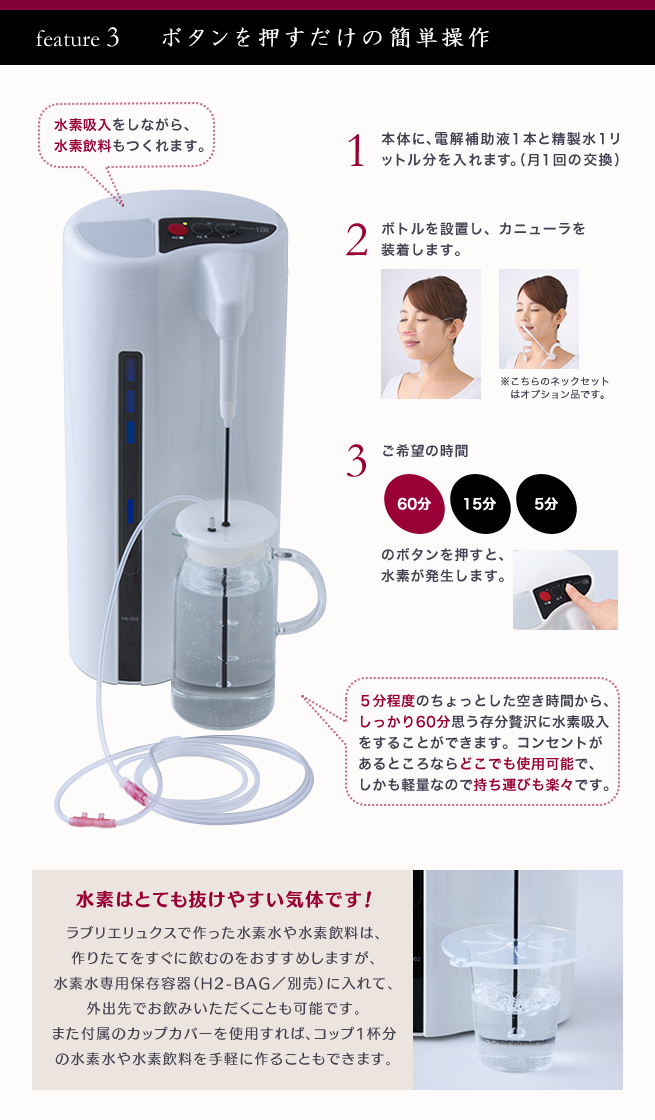水素吸入＆水素水生成器「ラブリエリュクス」 | スリーアップWebストア