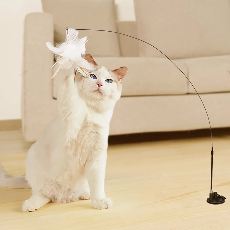 猫釣り！2WAY猫じゃらし｜黒羽毛タイプ | 猫雑貨ナガチャン