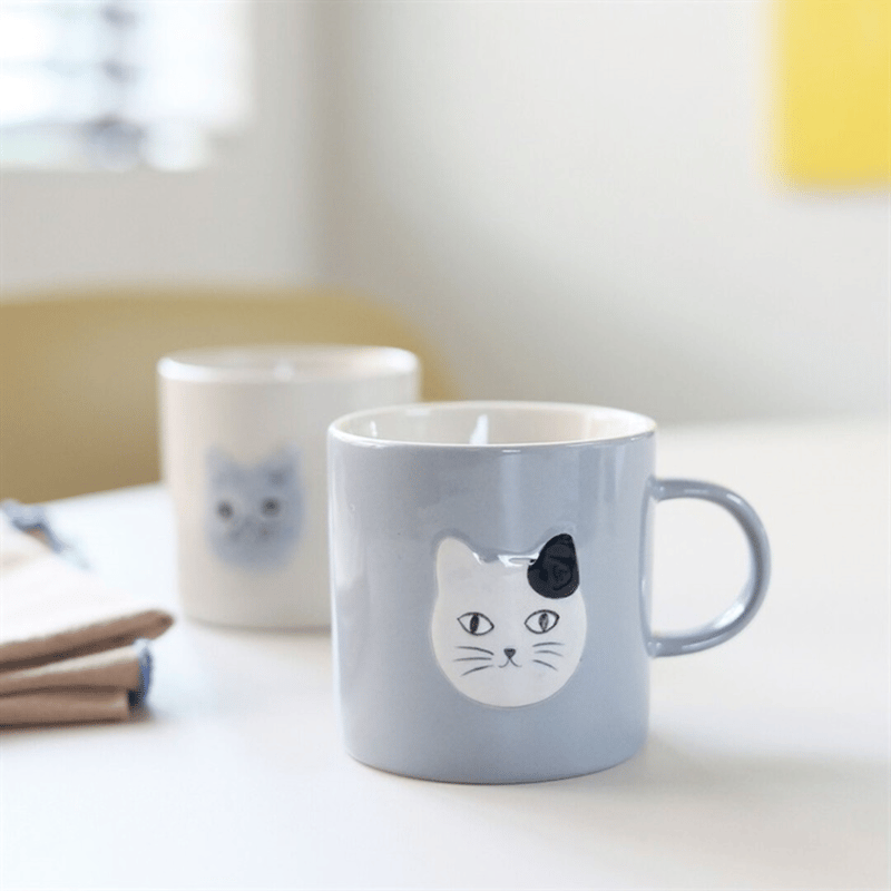 松尾ミユキ】Embossed cat face mug ねこ顔マグカップ｜4種類から