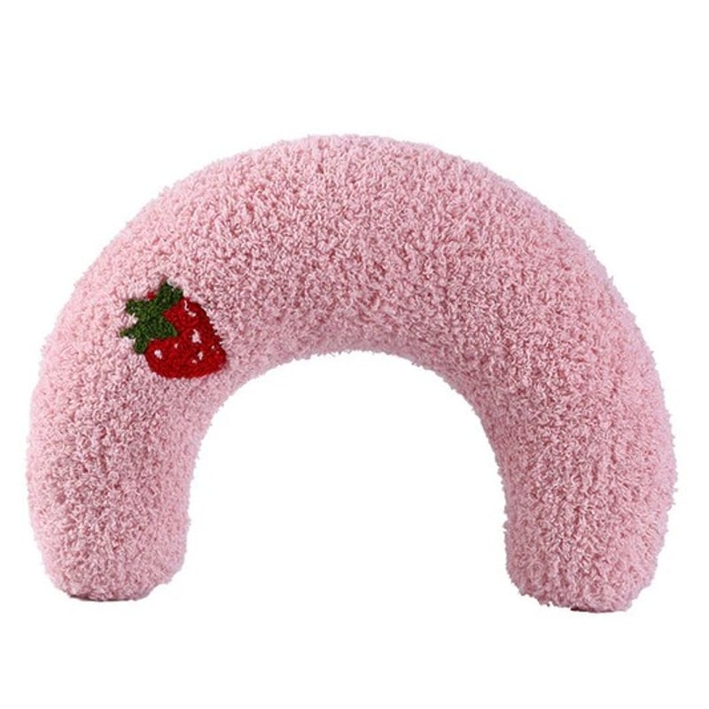 ネコ型フリース枕 ピンクの帽子付き 猫ちゃんぐっすり！抱き枕｜選べるカラー3色｜ふんわりもこもこピロー