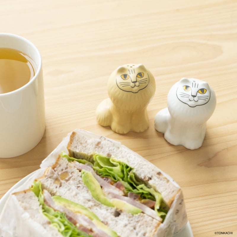 リサ・ラーソン】月のメの猫 ソルト＆ペッパーケース シロ＆チャロ