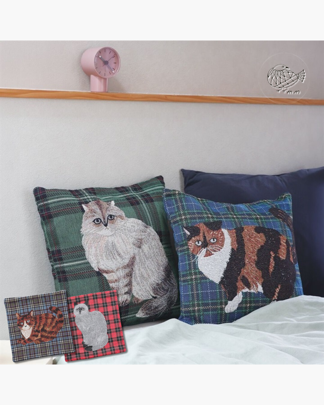 松尾ミユキ】Cushion cover check back｜クッションカバー