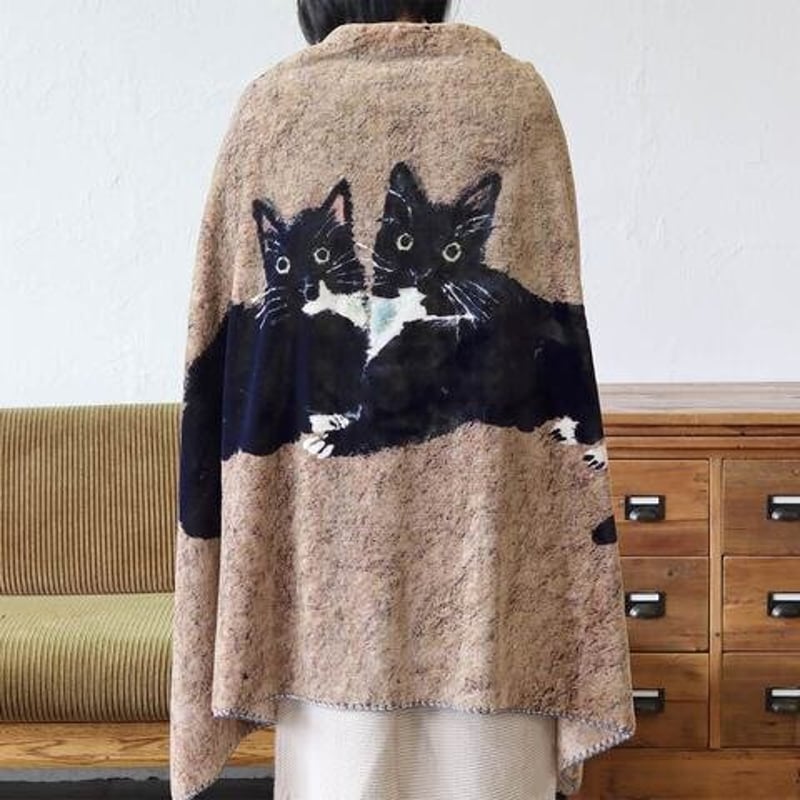 アトリエKOTETSU】 今季入荷！フリースブランケット ネコ｜毛布