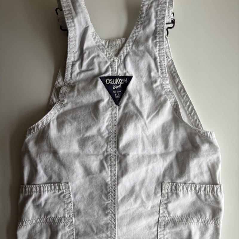 90s OSHKOSH オシュコシュ オーバーオール サロペット 白 85-90cm】USED OSHKOSH ホワイト オーバーオール | IO（ ten ）