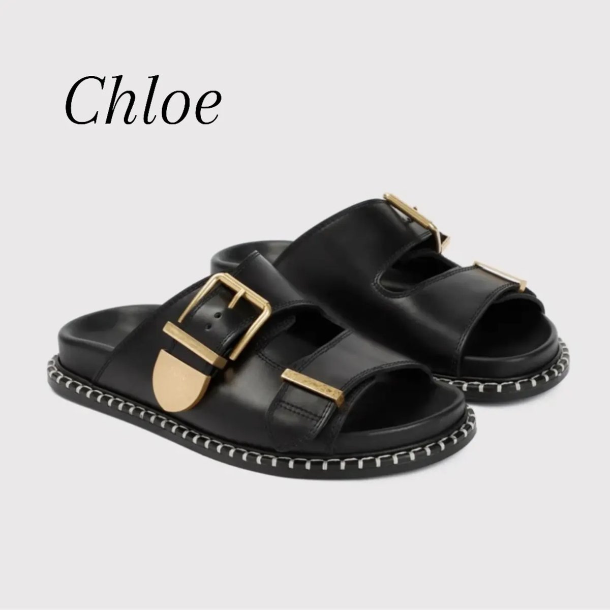 クロエ レベッカブラックレザーフラットサンダル | Ellie's select クロエ レベッカブラックレザーフラットサンダル | Ellie's select