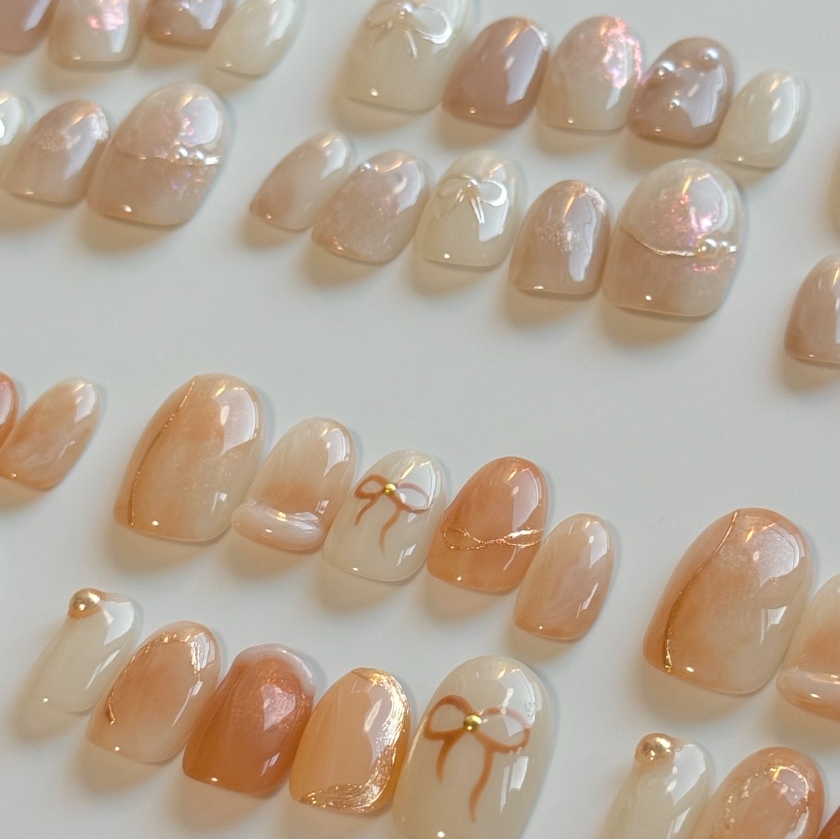 greige ribbon》グレージュリボンネイルチップ | tito nail tip shop