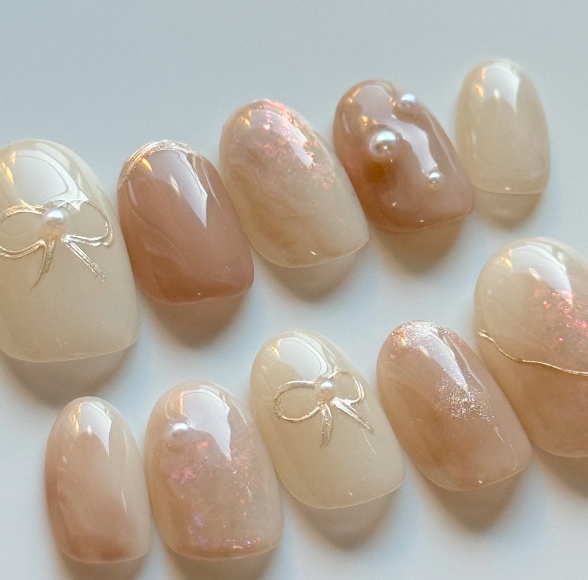 greige ribbon》グレージュリボンネイルチップ | tito nail tip shop