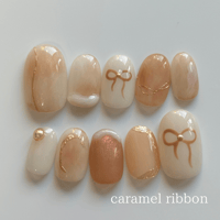 《caramel ribbon》キャラメルリボンネイルチップ