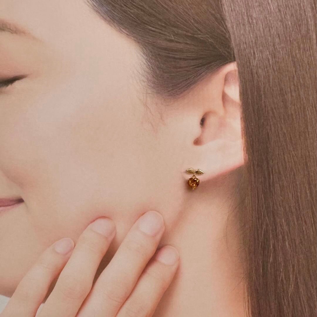 K18 天然シトリントパーズ 9.0ct ピアス エンジェルハート | IKENAGA K18 天然シトリントパーズ 9.0ct ピアス エンジェルハート | IKENAGA